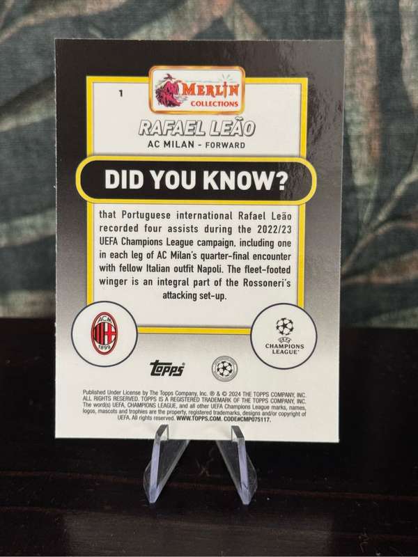 2024 Topps Merlin - Rafael Leao Silver Speckle 114/150 - AC Milan