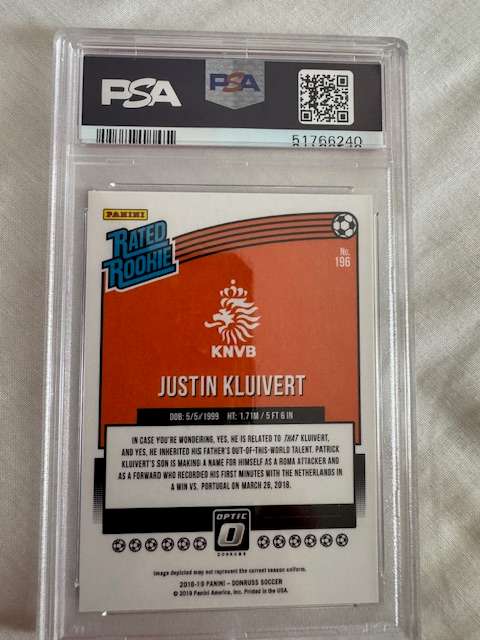 2018 - Panini Donruss - Justin Kluivert - Optic Rookie - PSA 10