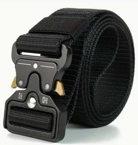 Heavy-Duty Tactical Belt, Adjustable Webbing Belt With Quick-Release Metal Buckle