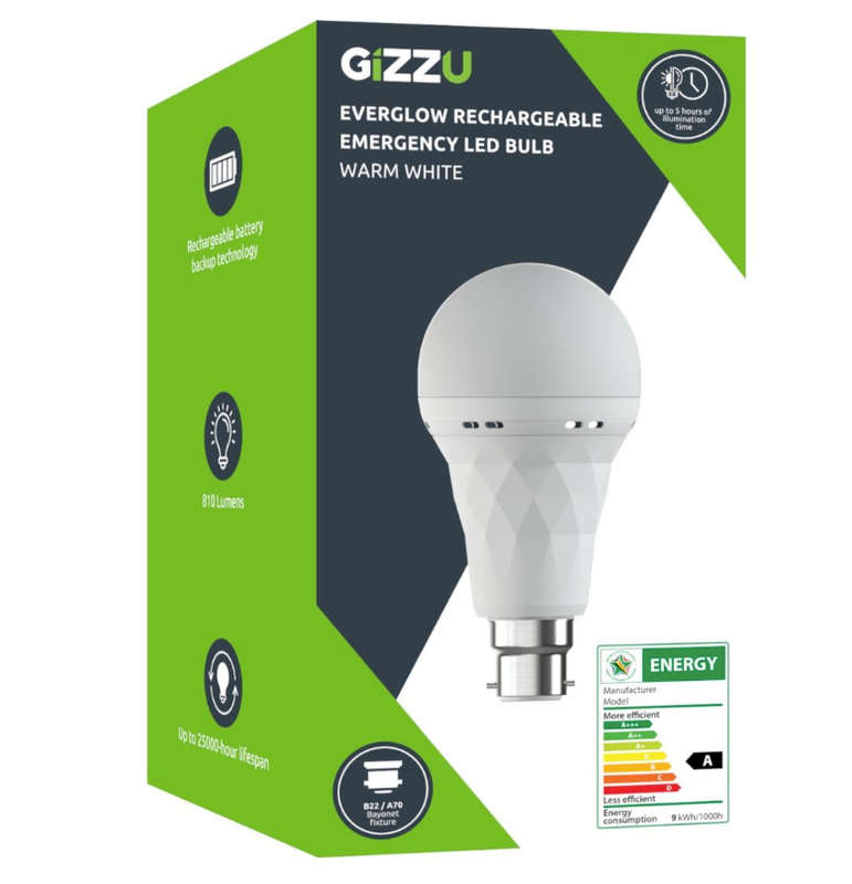 Gizzu Everglow Bayonet Rechargeable Emergency LED Bulb - 5 Pack
