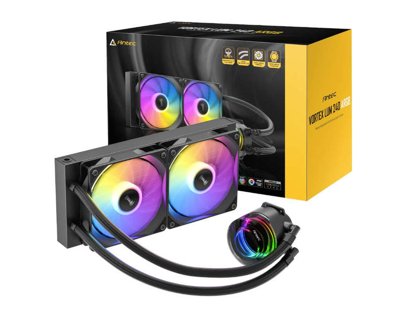 Antec VORTEX LUM 240 ARGB AIO CPU Liquid Cooler  Black