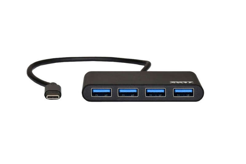 Port USB Type-C to 4 x USB3.0 5Gbps 30cm 4 Port Hub  Black