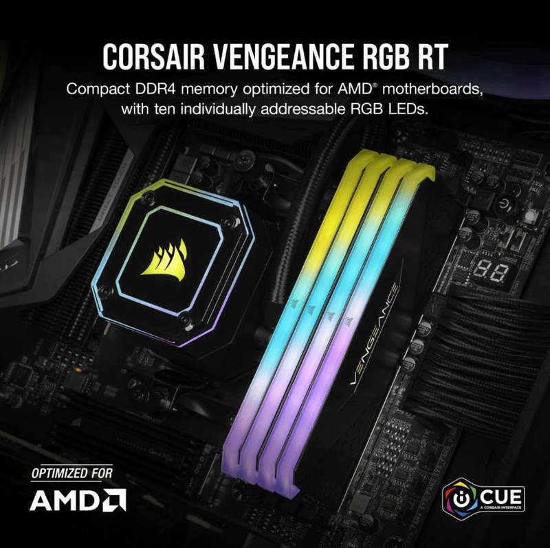 Corsair Vengeance RGB RT 16GB (2 x 8GB) DDR4 DRAM 3200MHz C16 Memory Kit - Gunmetal with Black