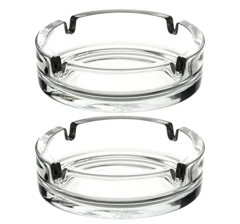 Pack of 2 Glass Ashtrays-Clear - Transparent - 11 cm