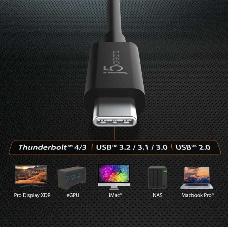 J5Create JUC28L08 Full-Featured USB-C cable (USB4 Gen 3)
