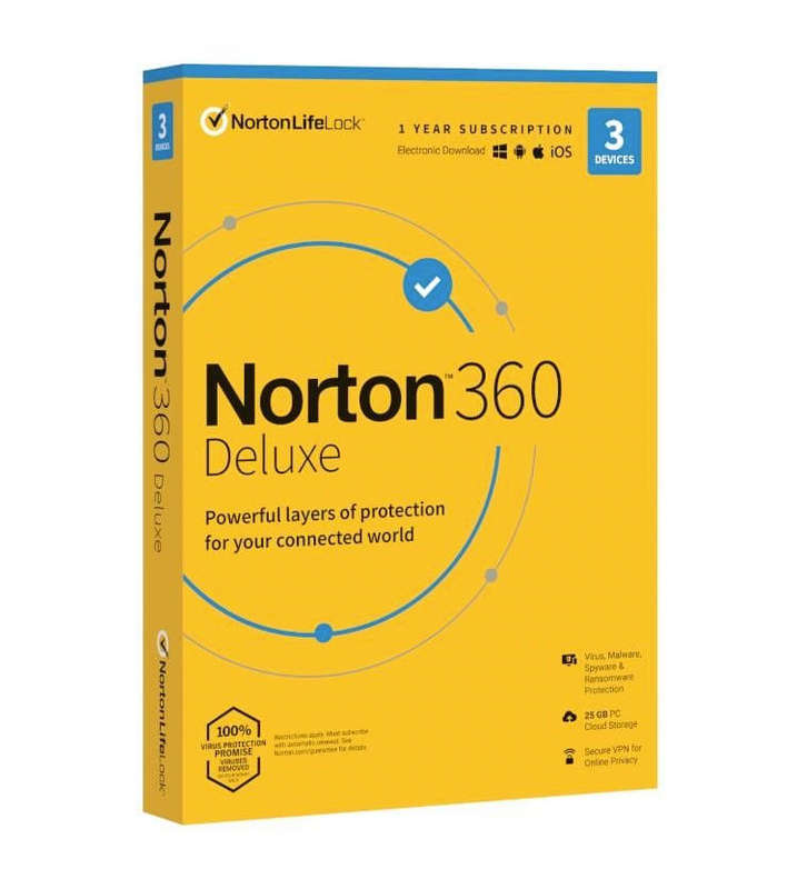 Norton 360 Deluxe 25GB AF 1 User 3 Device 12 Months
