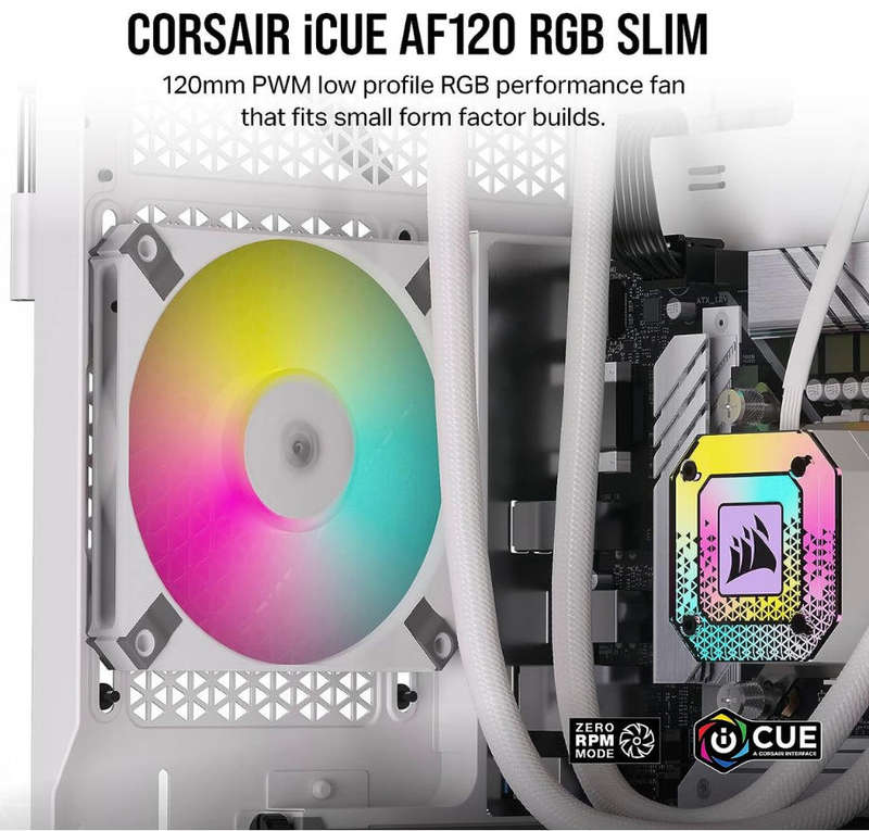 iCUE AF120 RGB SLIM 120mm PWM Fluid Dynamic Bearing Fan - White Single Pack
