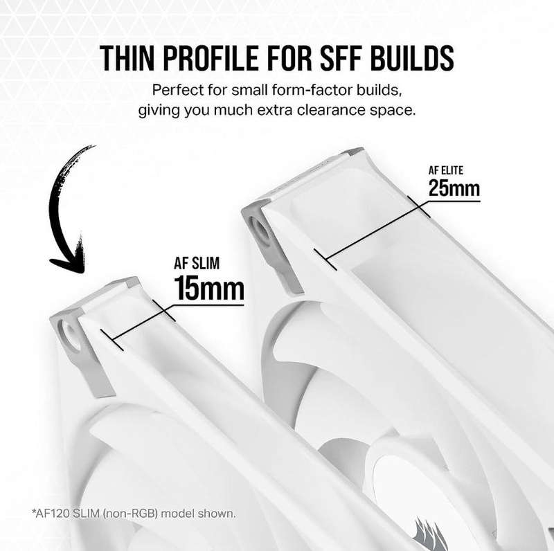 iCUE AF120 RGB SLIM 120mm PWM Fluid Dynamic Bearing Fan - White Single Pack