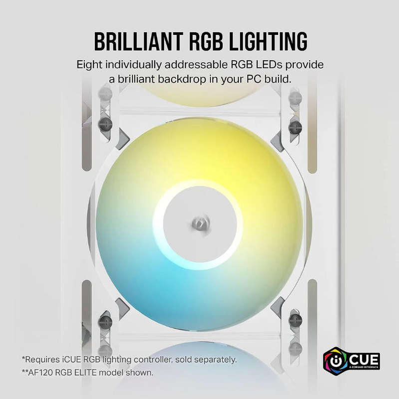 iCUE AF120 RGB SLIM 120mm PWM Fluid Dynamic Bearing Fan - White Single Pack
