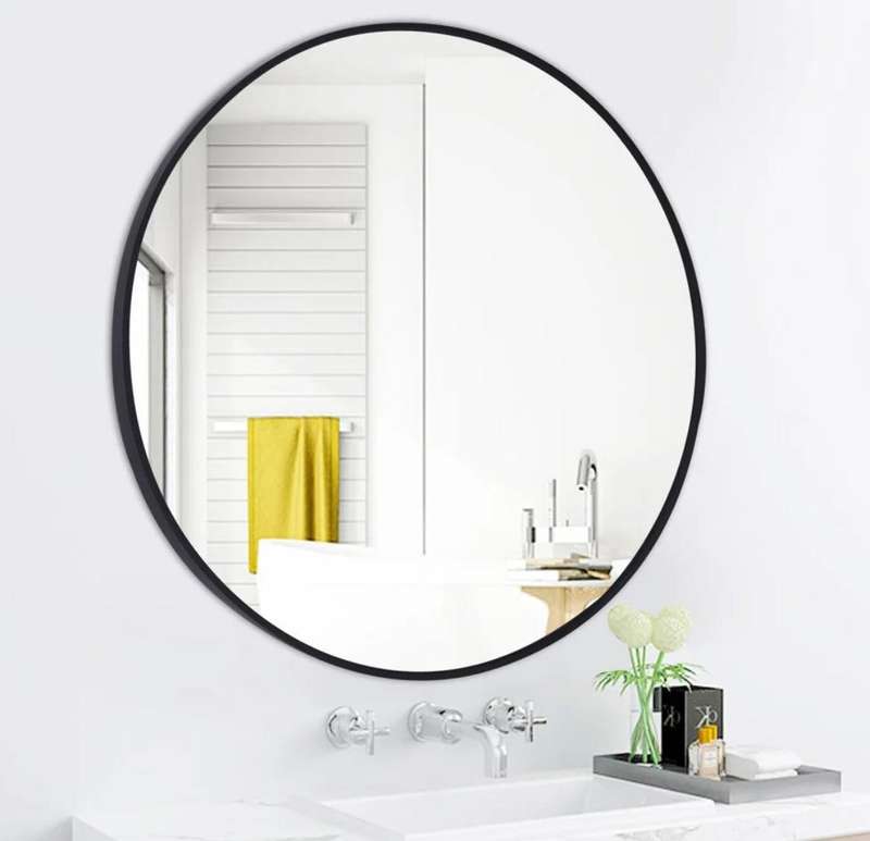 Round Mirror - Black frame - 60 cm
