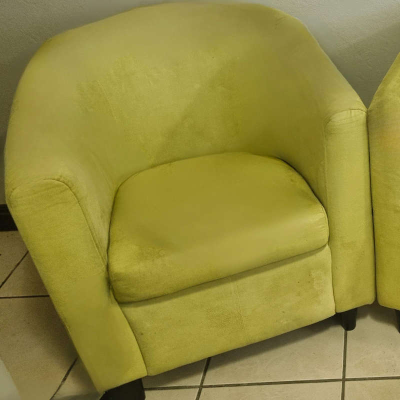 Very Comfortable Green Suede Tub Chairs x 2