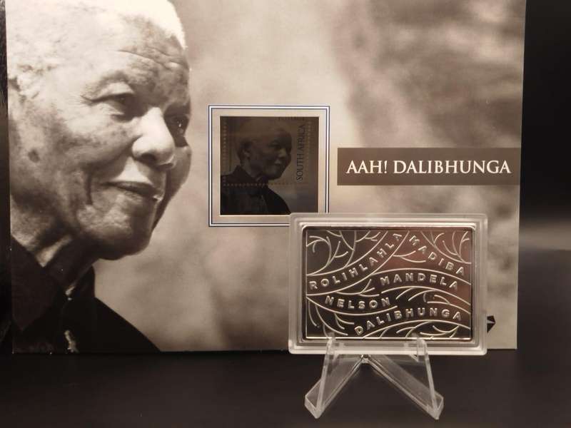  Nelson Mandela AAH! DALIBHUNGA Silver Bar & Stamp Tribute Set | XRF Verified 92.27% Silver |