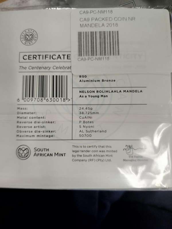  Mandela Legacy Duo  2018 R50 Centenary Coin + Aah! Dalibhunga Stamp Folder | R1,500 START!
