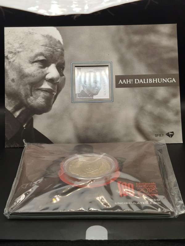  Mandela Legacy Duo  2018 R50 Centenary Coin + Aah! Dalibhunga Stamp Folder | R1,500 START!