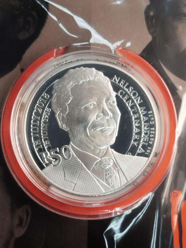 Rare Mandela Silver Coin Set (Proof 2000 R5 + R50 Centenary 2018)  Collector Combo in Original