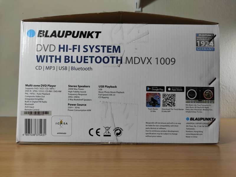 BLAUPUNKT DVD HI-FI System with Bluetooth MDVX 1009