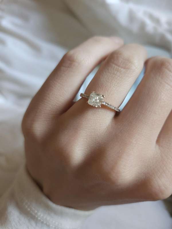 French Pave Rose Gold Engagement Ring