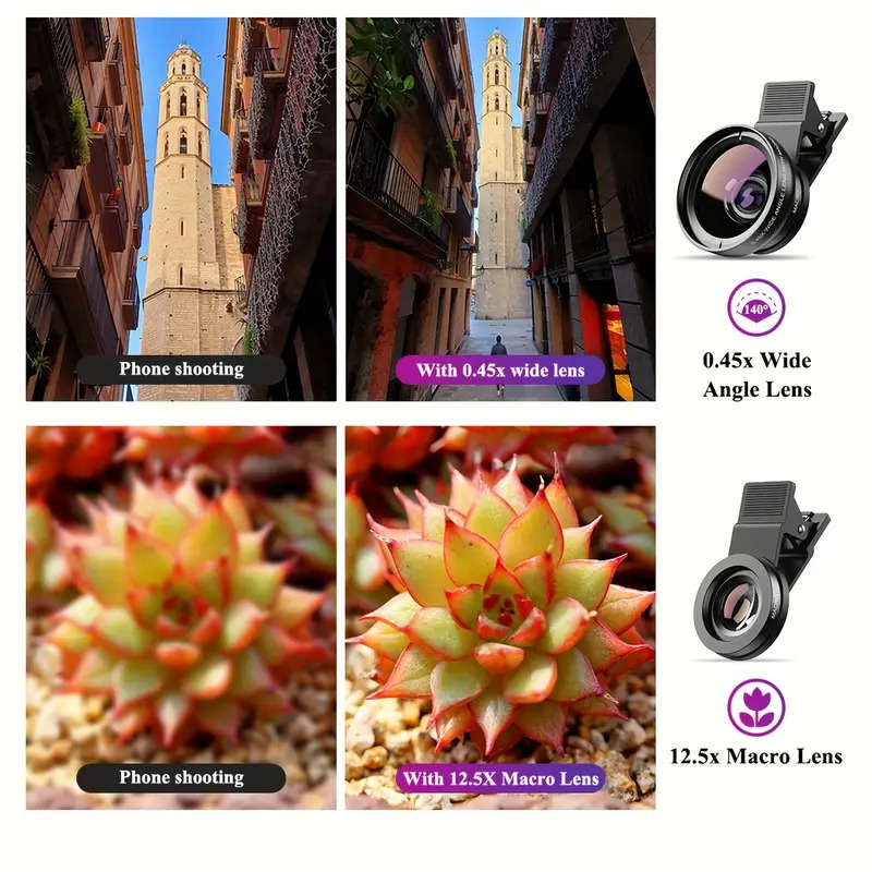 0.45x wide angle & macro lens for smartphones - clip-on HD camera lens with fish-eye effect | Optica
