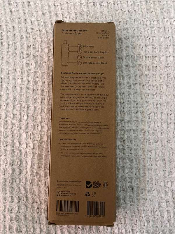 Memobottle - slim stainless steel bottle in White