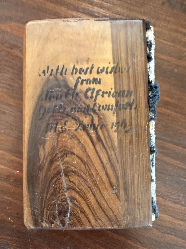 1943 wooden Bible issued to SADF troops
