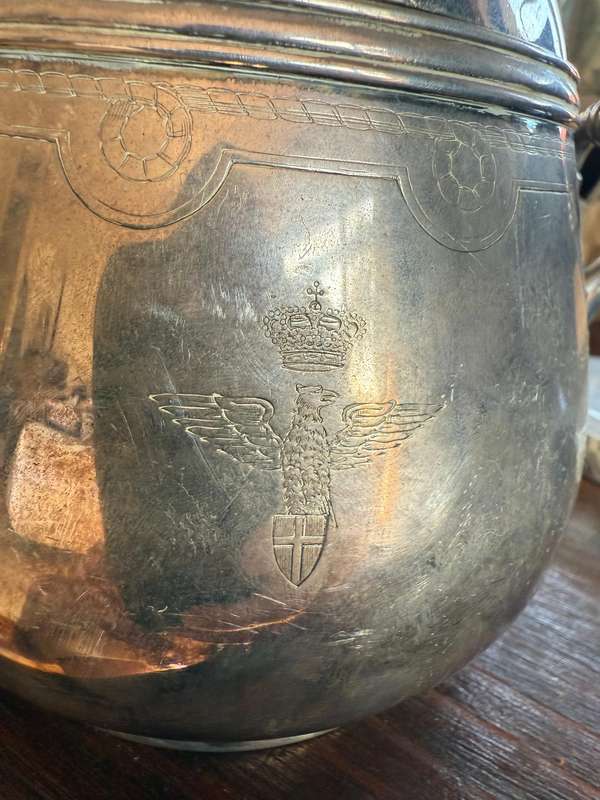 BOGGI MILANO Antique Italian Royal Silver Sugar Pot 668 grams with Roayl emblem