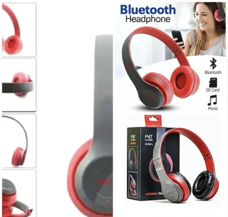 P47 red & grey Headphones