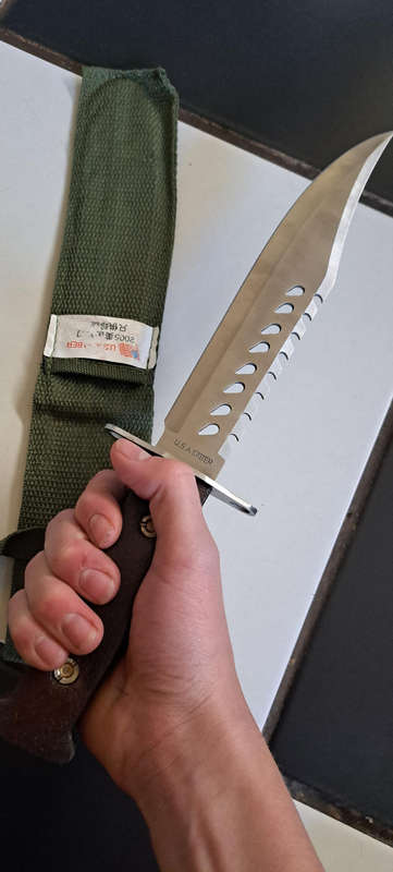 U.S.A Saber Bowie Knife with Hand Carved Handle