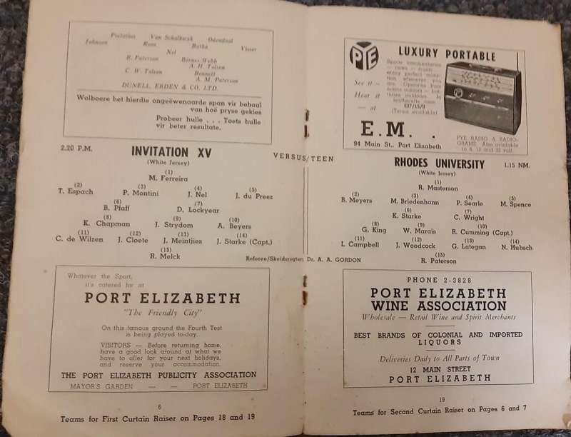 Rare collectable for rugby fans! South Africa vs British Isles 1955 ( 4th Test) Official Program.