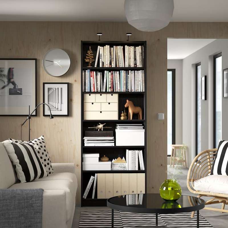 IKEA Billy Bookcase, Black Oak Effect, 80x28x202cm