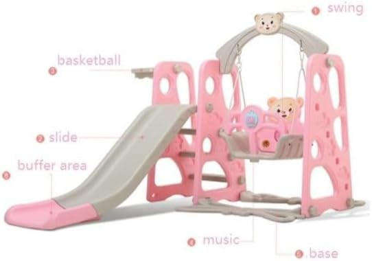 PSM 3in1 Kids Swing and Slide Set  Safe, Compact Playset with Swing, Slide & Basketball Hoop