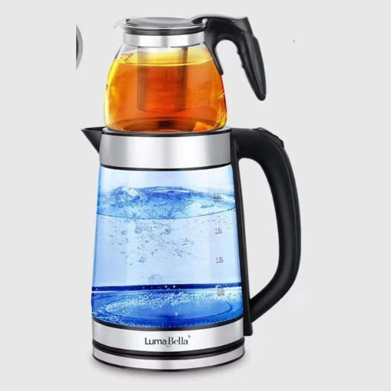 Glass Electric Kettle & Tea Maker  2-in-1 Boil & Brew System with LED Illumination