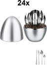 Ubaoshang 24-Piece Stainless Steel Cutlery Set with Modern Egg Holder  Flatware for 6