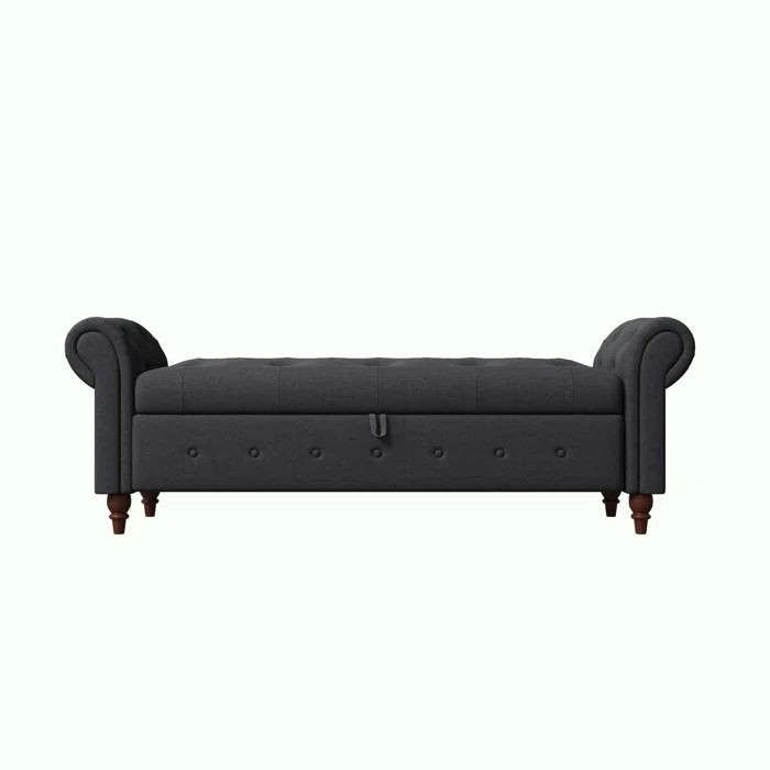 Queen size velvet Flip Top Storage Bench with storage box