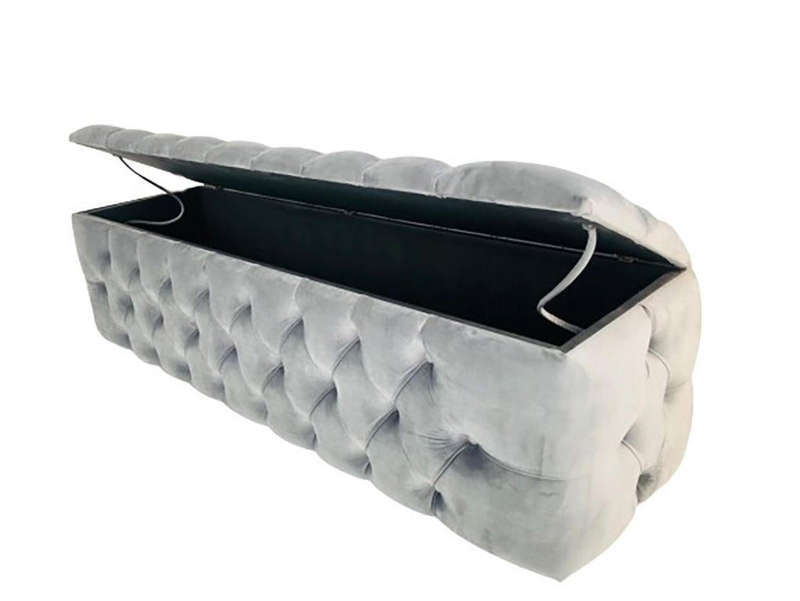 Pro-T furniture Ottoman - Grey Velvet Storage Poof