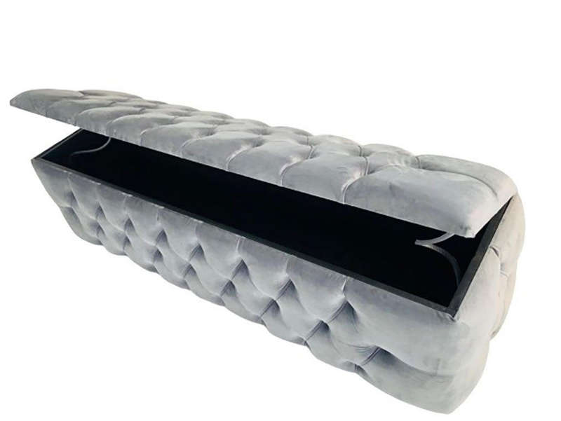 Pro-T furniture Ottoman - Grey Velvet Storage Poof