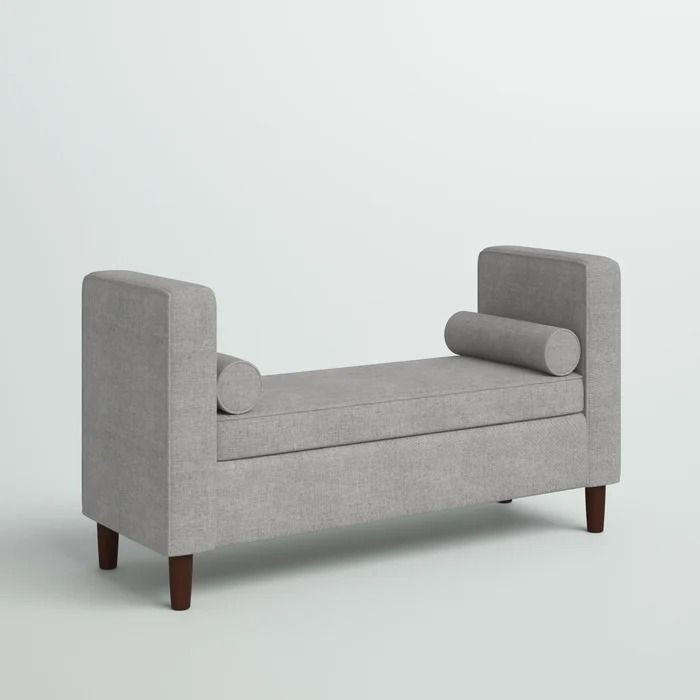 Pro-T  Flip Top Upholstered Storage Bench in Light Grey Beige