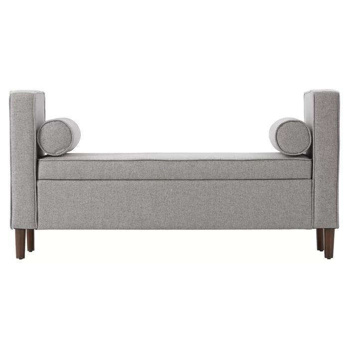 Pro-T  Flip Top Upholstered Storage Bench in Light Grey Beige
