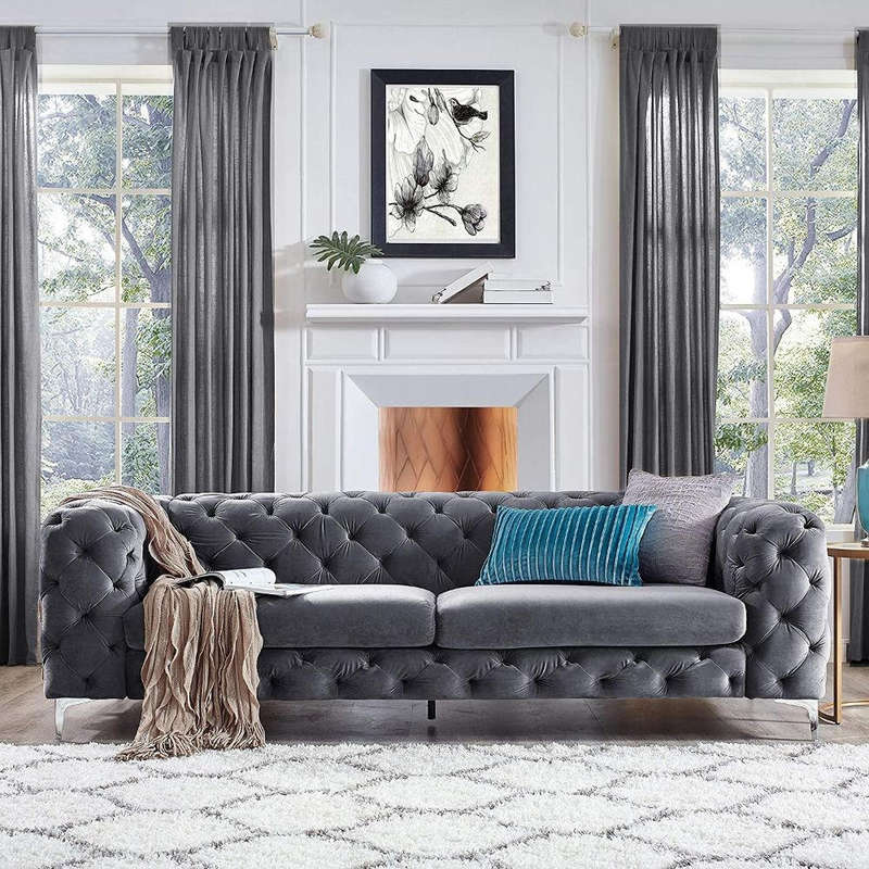 pro_t Deep Button Velvet 2-Steater Tufted Sofa
