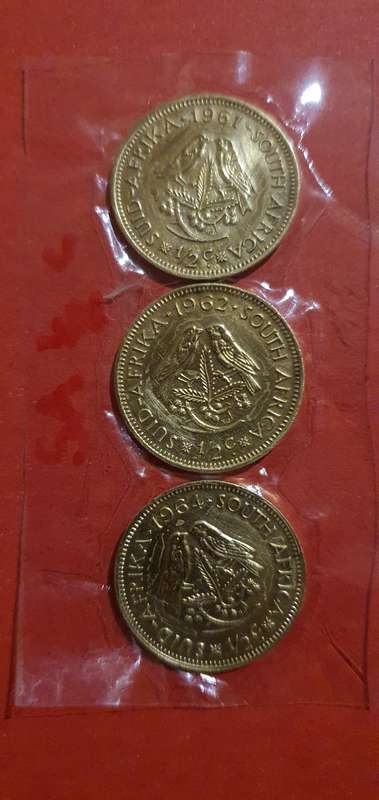 South african old 1c,1/2c coins