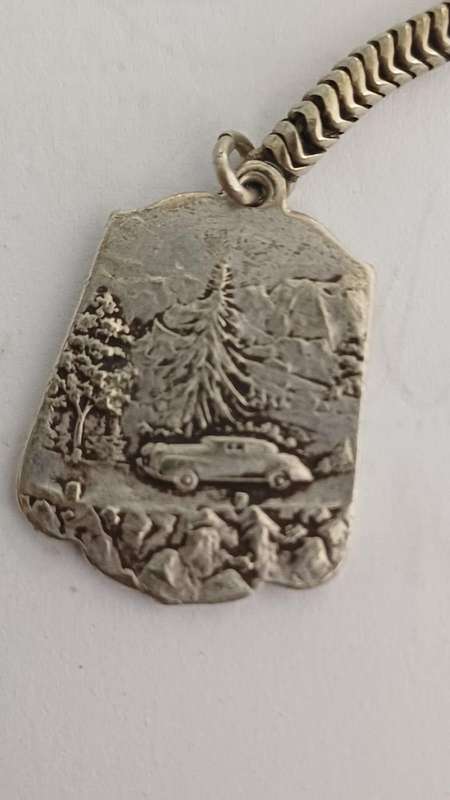 Vintage Religious Saint Christopher Medal / Key Chain with Car