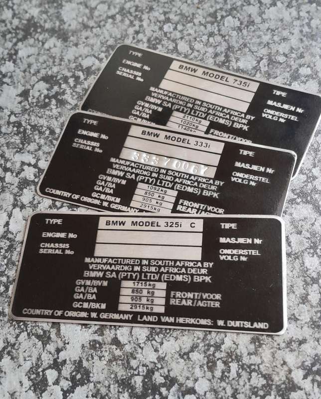 Bmw Vin tags