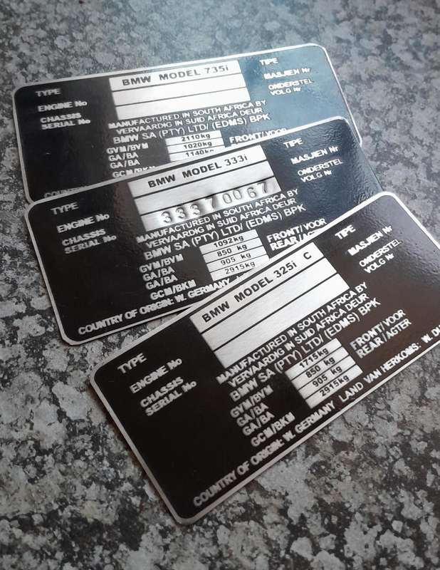 Bmw Vin tags