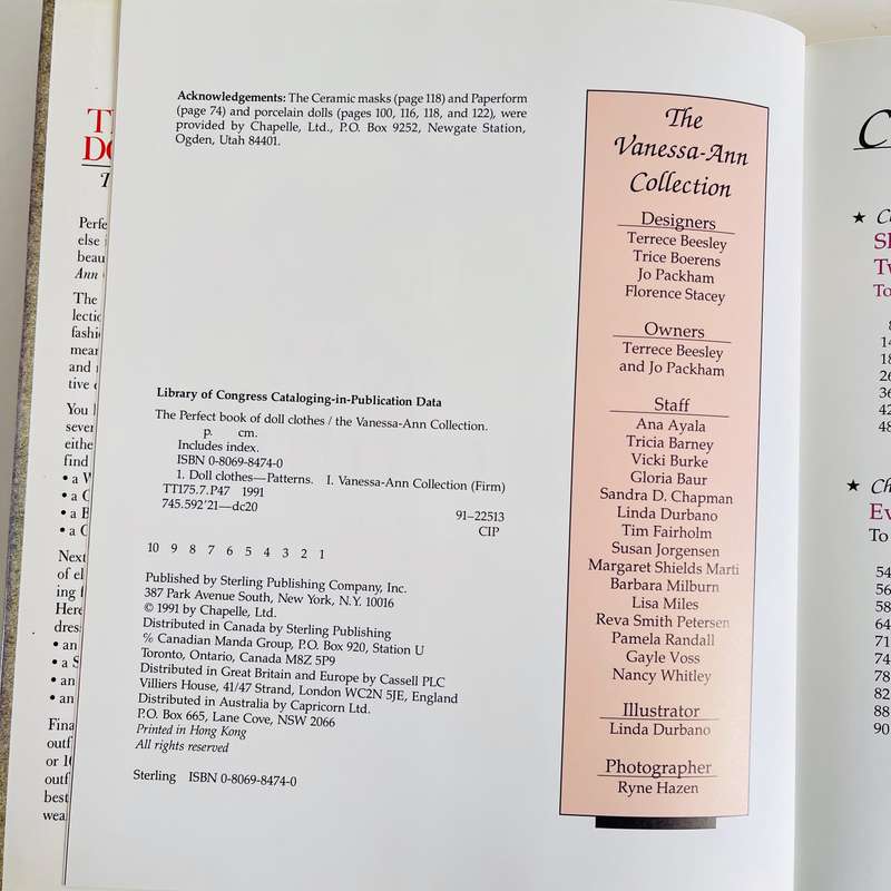 The Perfect Book of Doll Clothes "The Vanessa-Ann Collection"