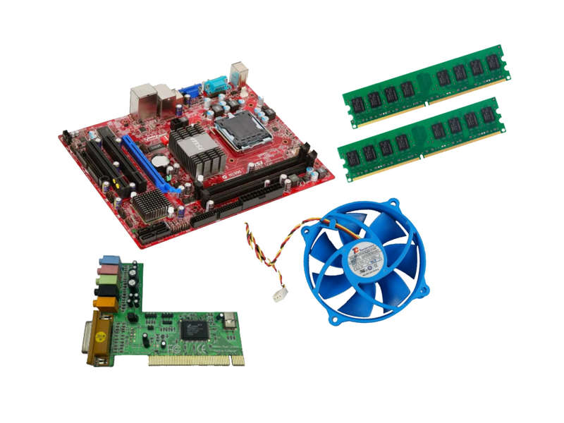 MSI G31TM-P21 Motherboard with processor, fan and RAM