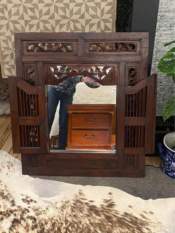 Balinese antique carved mirror