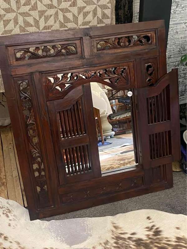 Balinese antique carved mirror