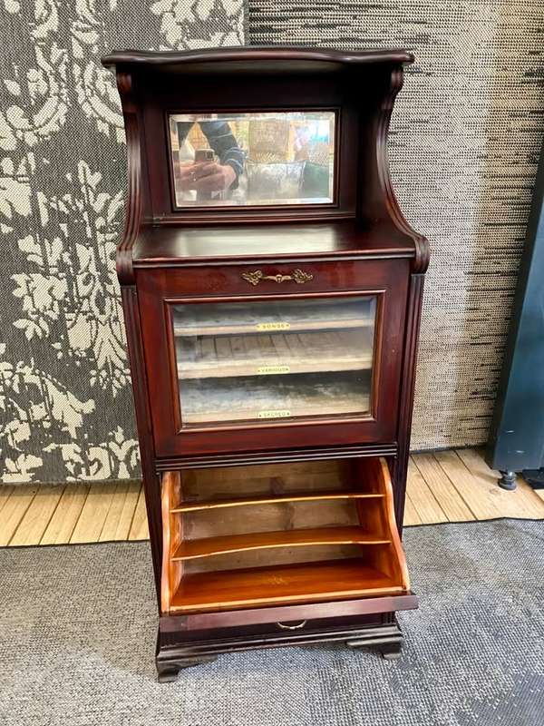 Antique/ Vintage Edwardian Mahogany Music Cabinet with mirror