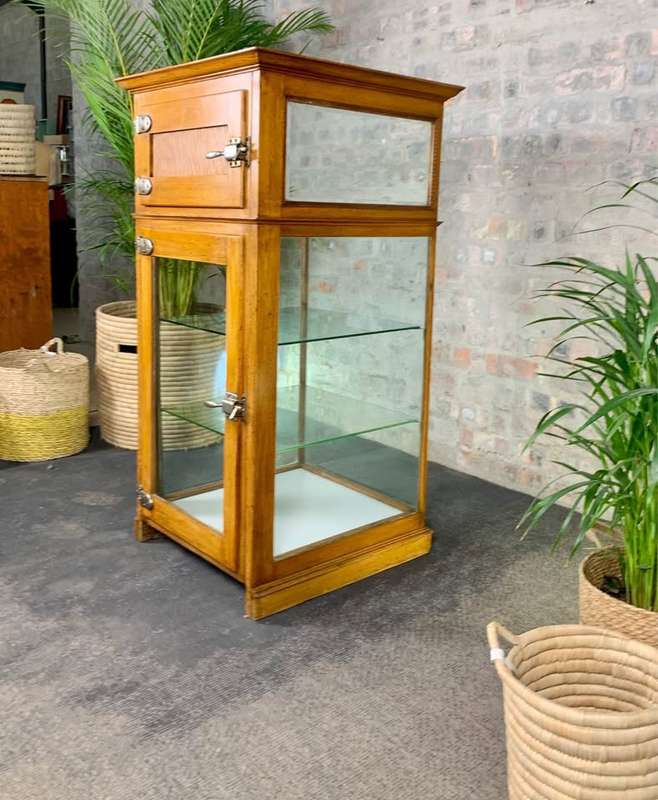 Oak vintage modified display cupboard/ Cabinet