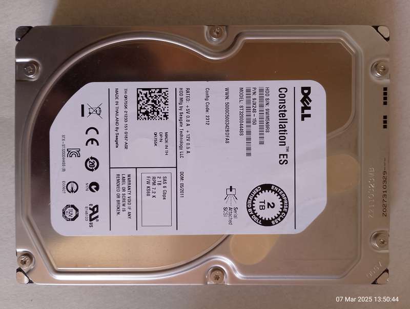 Dell 2 terabyte SAS hard drive