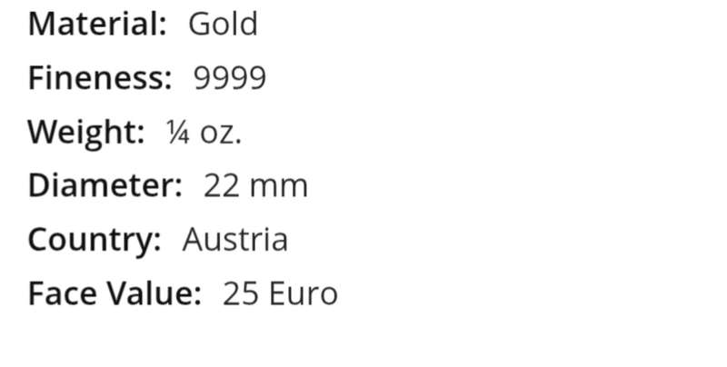 1/4 oz Gold Coin - Austrian Philharmonic 2020
